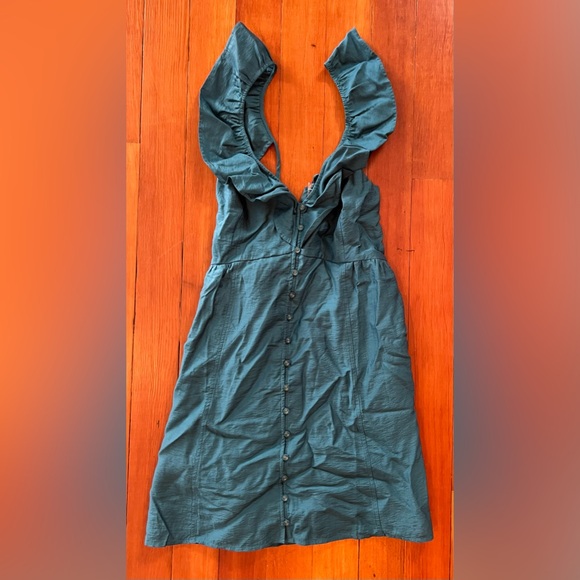 NWT Madewell Teal Ruffle Button-Front Mini Dress
- 6